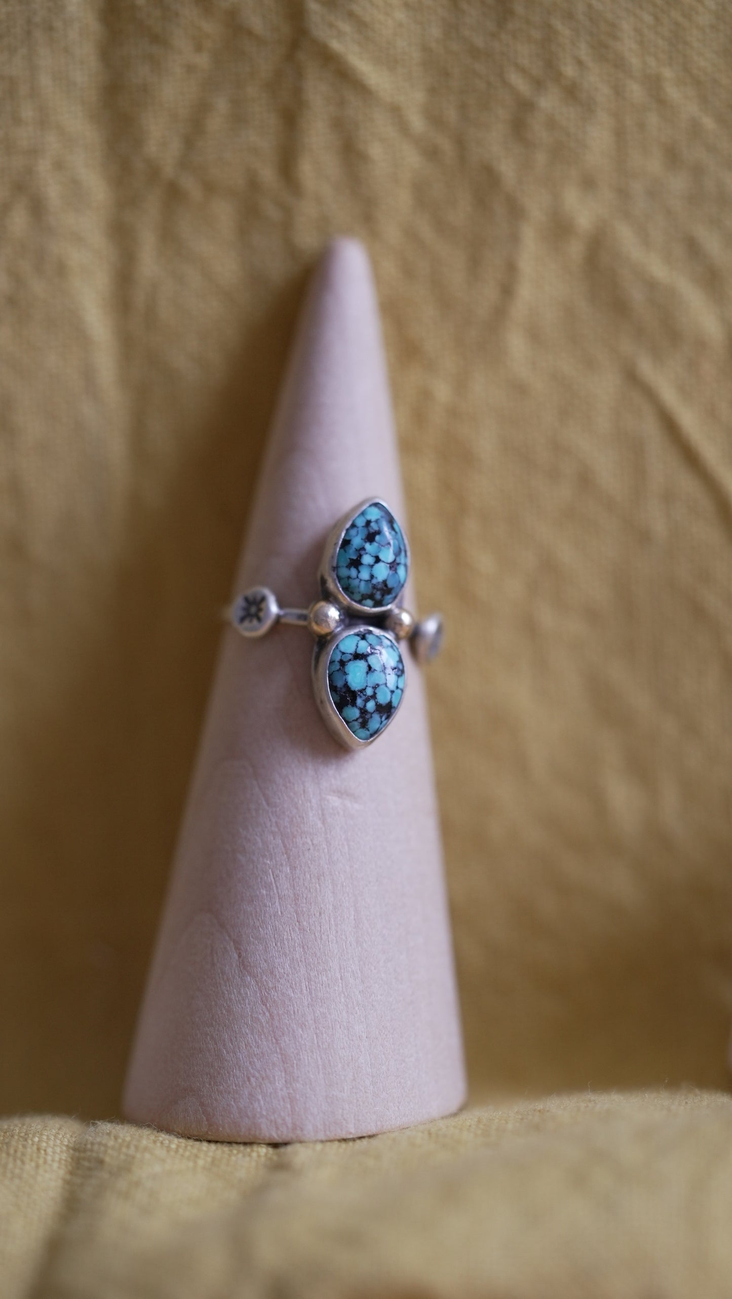 Spiderweb Turquoise Ring // Fancy with a side of gritty (size 6)