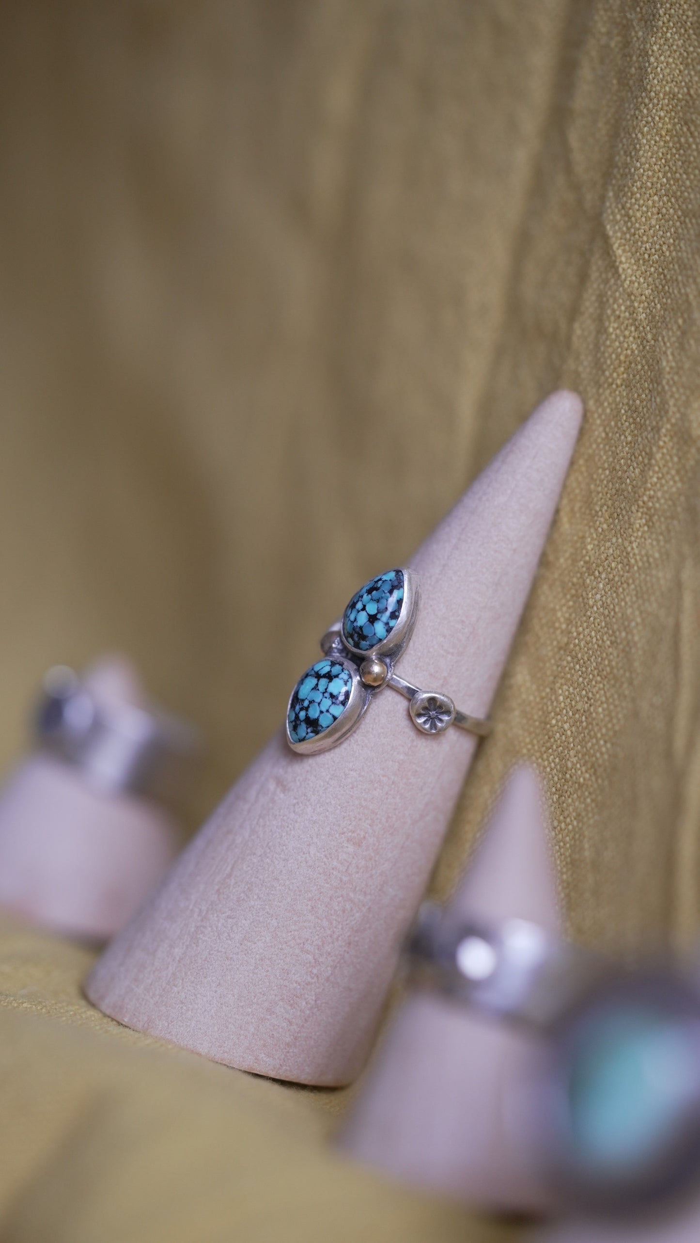 Spiderweb Turquoise Ring // Fancy with a side of gritty (size 6)