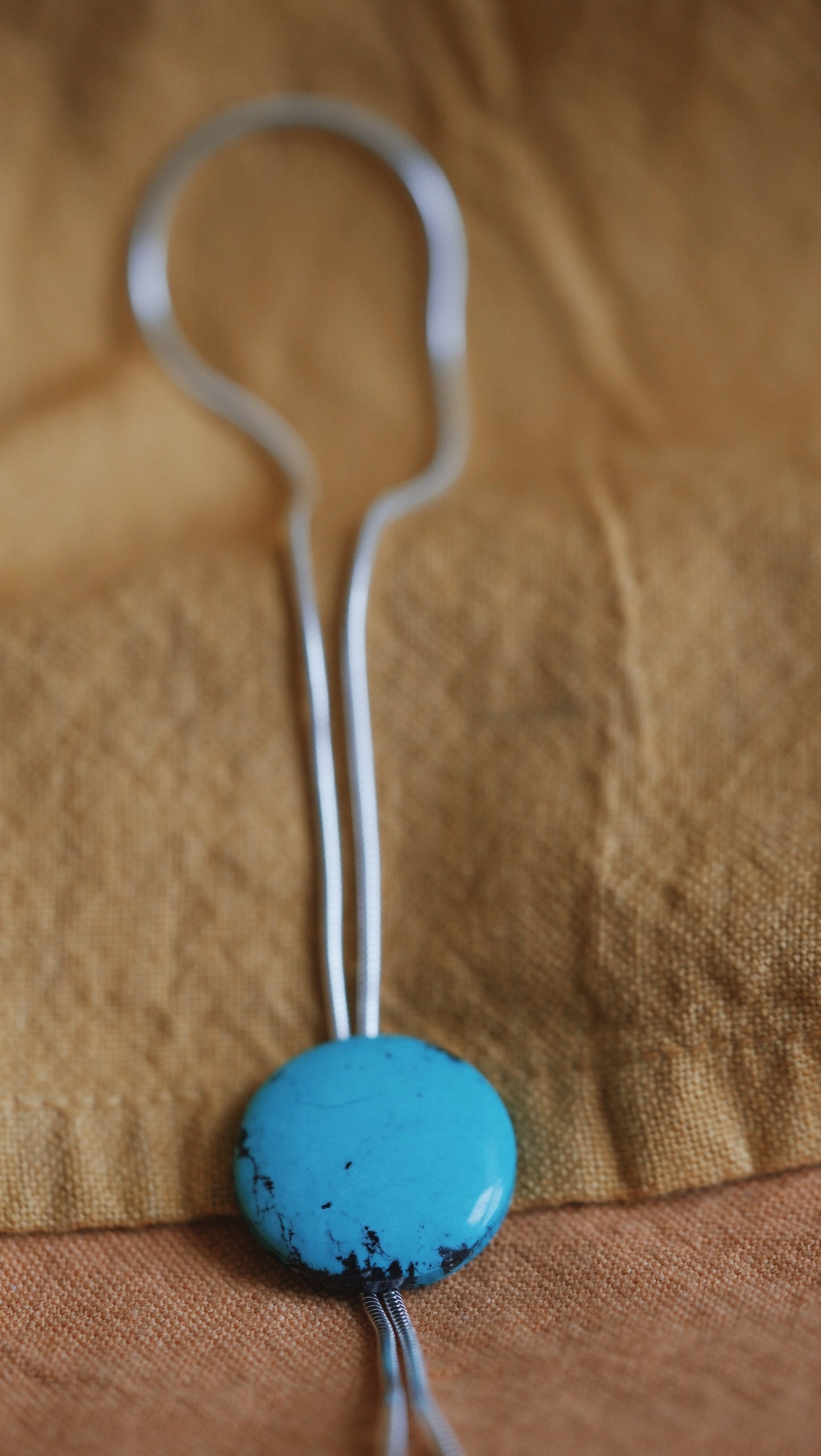 Fancy Bolo Tie Pre-order  // Round Spiderweb Turquoise x Sterling Silver Snake Chain
