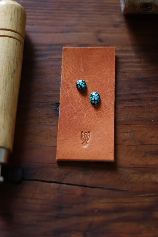 Tear Drop Studs (pre-order) // Spiderweb Turquoise