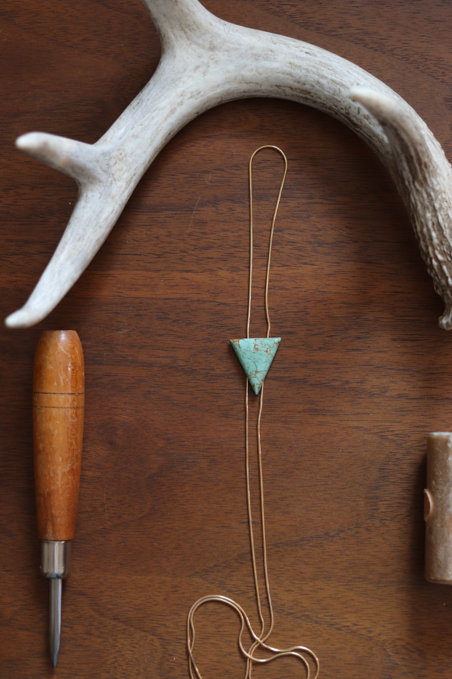 Fancy Bolo Tie Pre-order  // Triangle Kingman Turquoise x 14k GOLD filled chain