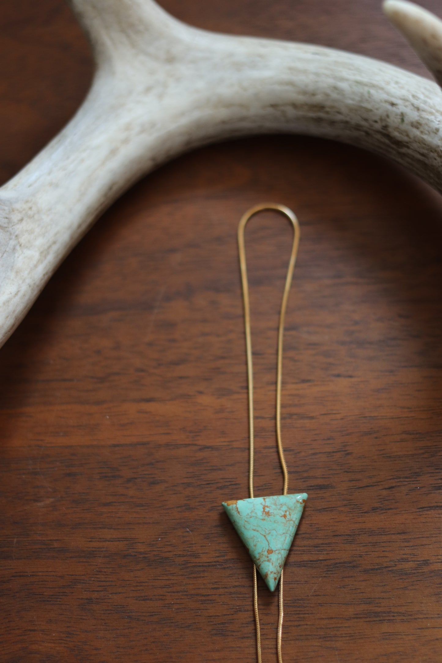 Fancy Bolo Tie Pre-order  // Triangle Kingman Turquoise x 14k GOLD filled chain