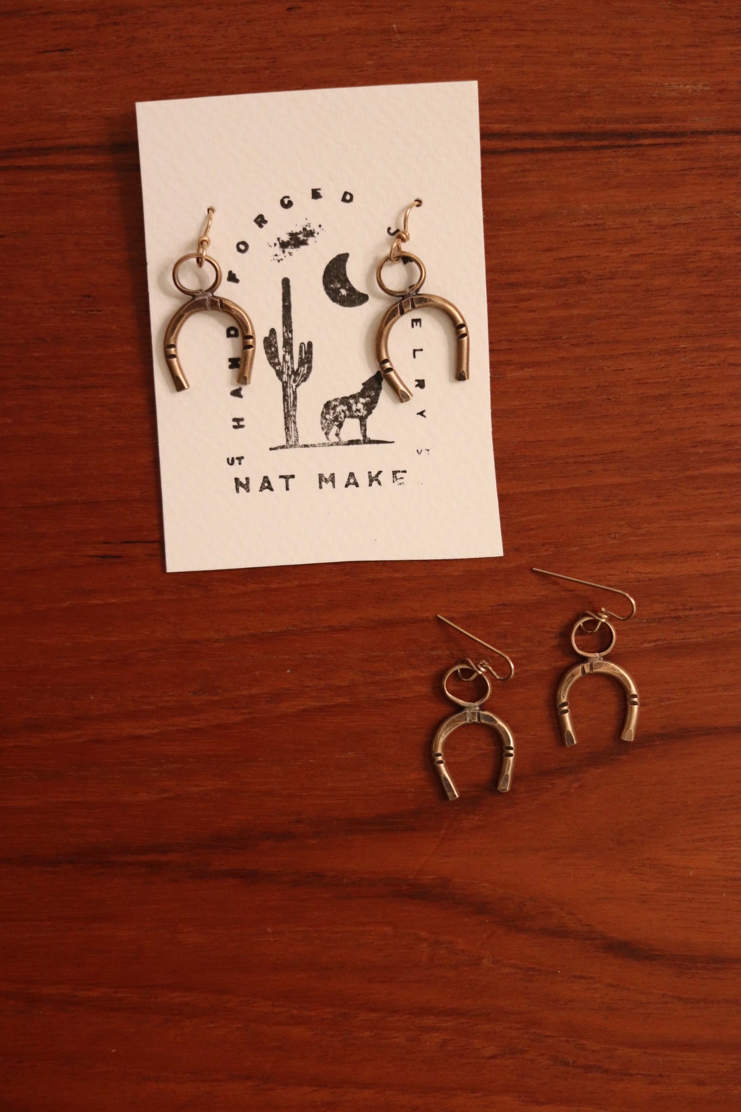 Horse Shoe Earrings // brass x 14 kt gold