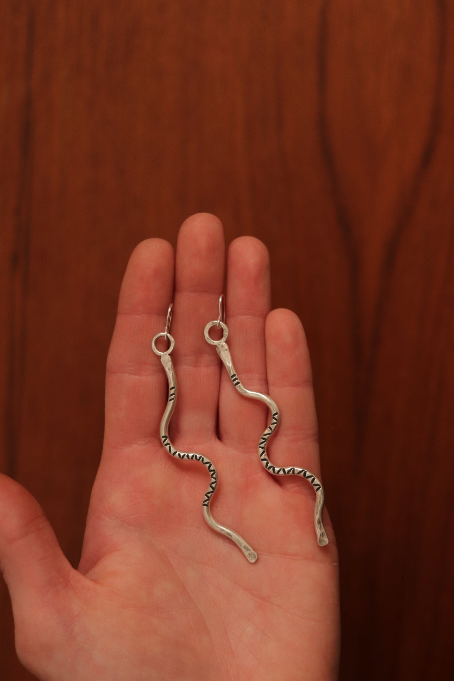 Serpent Dangles // sterling silver