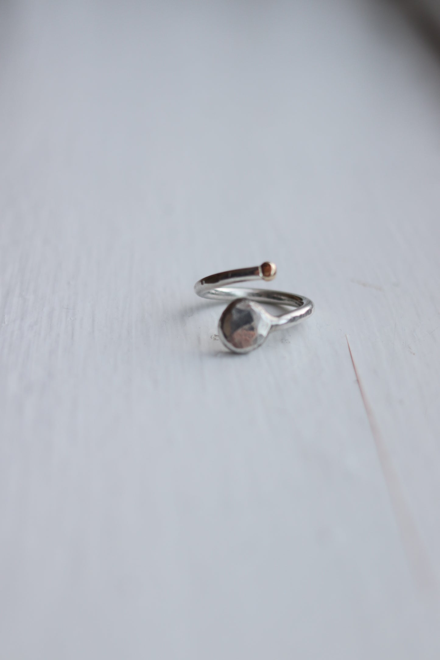forged ring #1 // 14 kt gold x sterling silver (6.5-7)